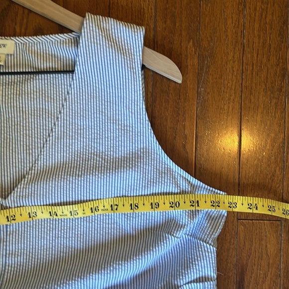 NWOT J.Crew | 2023 Blue/White Stripe Seersucker Tier Ruffle Dress Plus Size 18 - Picture 9 of 11
